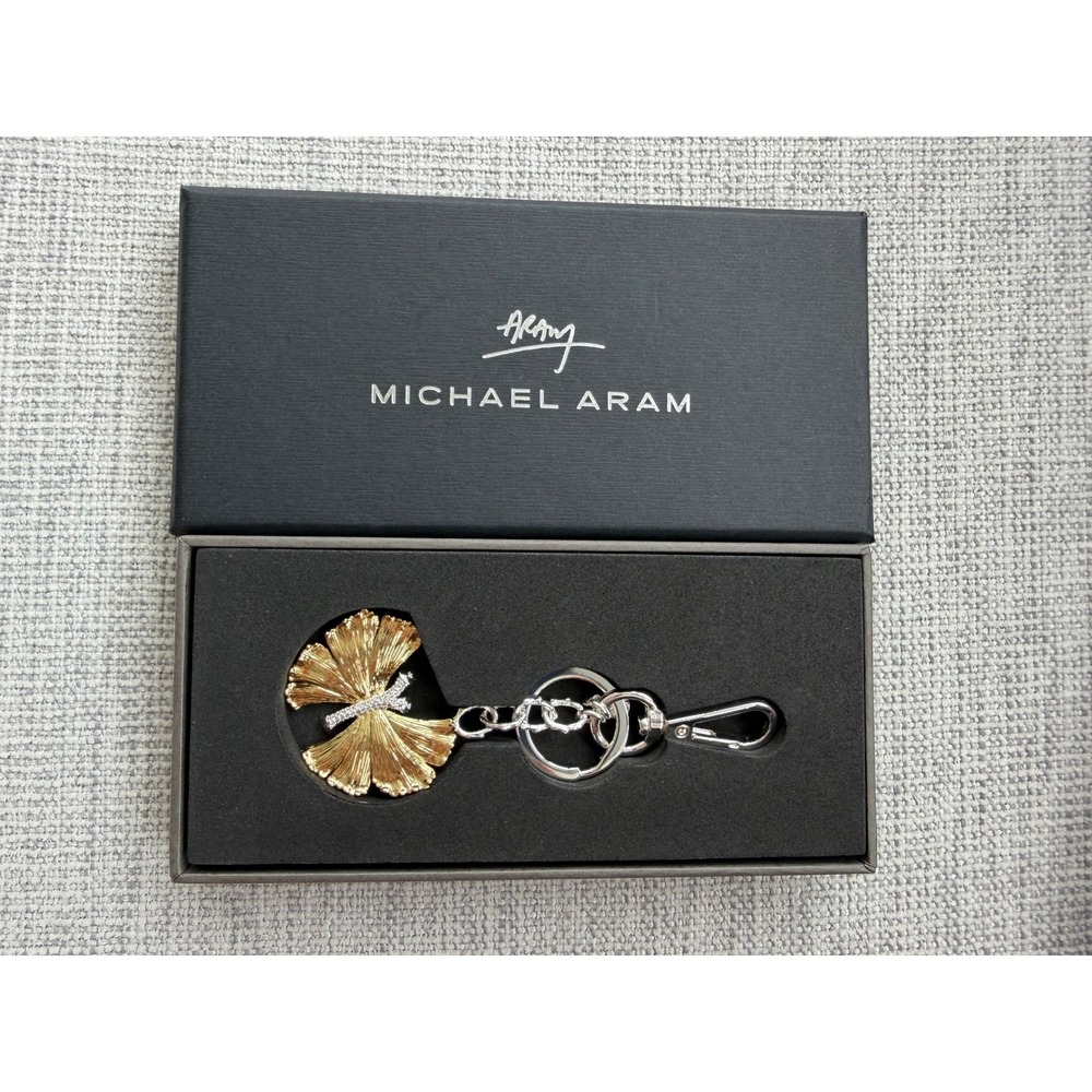 Michael Aram Butterfly Ginkgo Key Chain Gold Silver Crystal 175943 New in Box
